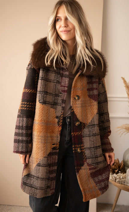 Mosaic Mood Fur Mulberry/Brown - Coat