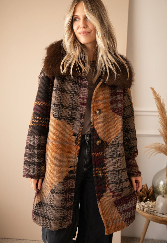 Mosaic Mood Fur Mulberry/Brown - Coat
