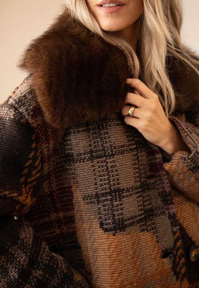 Mosaic Mood Fur Mulberry/Brown - Coat