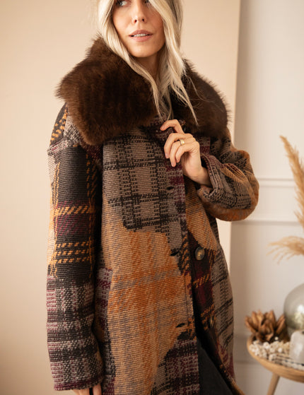 Mosaic Mood Fur Mulberry/Brown - Coat