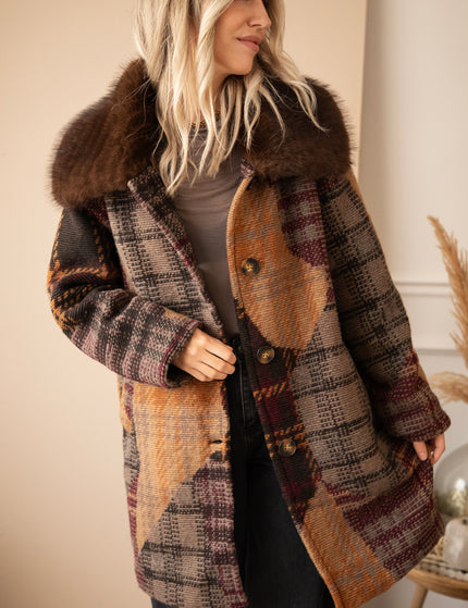 Mosaic Mood Fur Mulberry/Brown - Coat