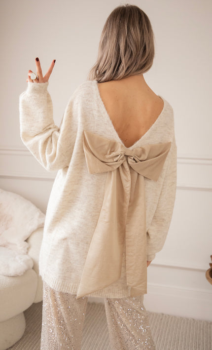 Pullover/Pulloverkleid - Glow With A Bow - Beige