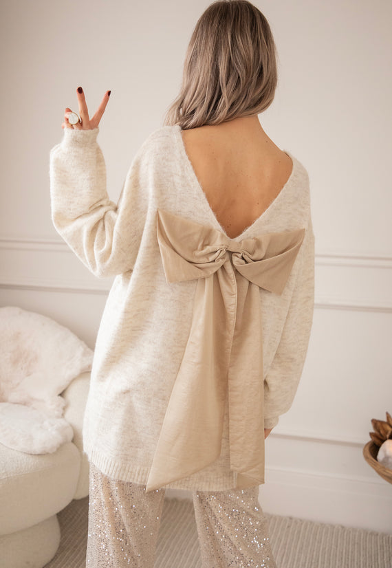 Pullover/Pulloverkleid - Glow With A Bow - Beige