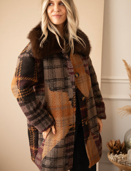 Mosaic Mood Fur Mulberry/Brown - Coat