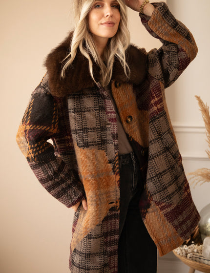 Mosaic Mood Fur Mulberry/Brown - Coat