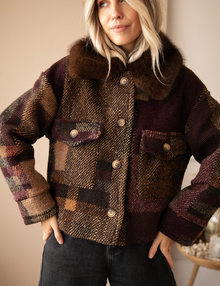 Patchwork Poetry Fur Mulberry/Brown - Jacket