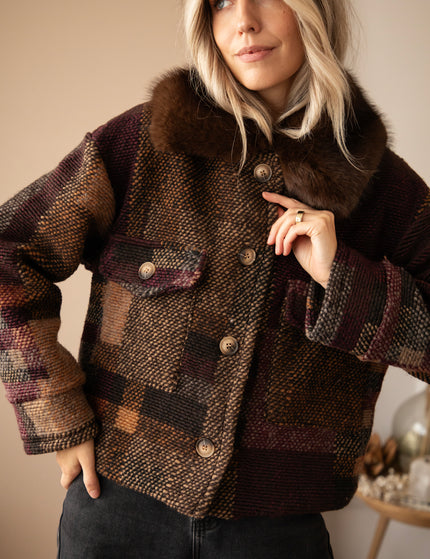 Patchwork Poetry Fur Mulberry/Brown - Jacket