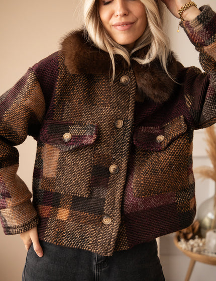 Patchwork Poetry Fur Mulberry/Brown - Jacket
