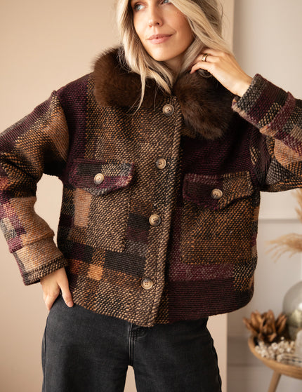 Patchwork Poetry Fur Mulberry/Brown - Jacket