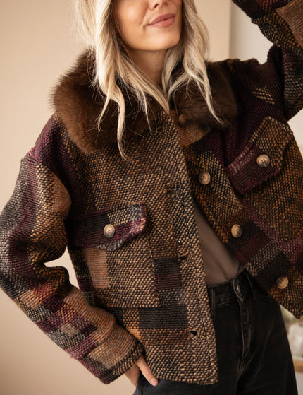 Patchwork Poetry Fur Mulberry/Brown - Jacket