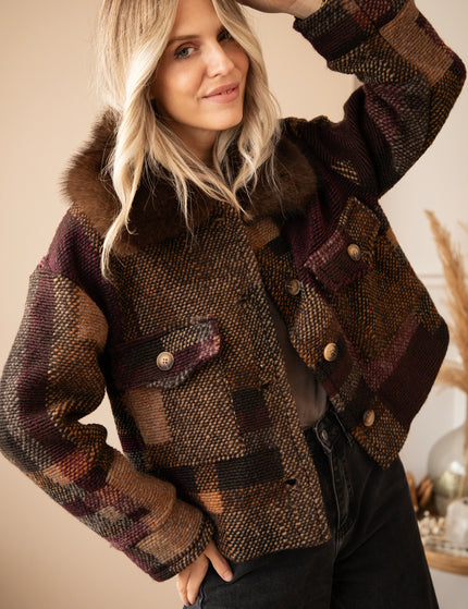 Patchwork Poetry Fur Mulberry/Brown - Jacket