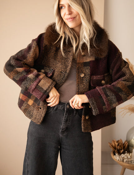 Patchwork Poetry Fur Mulberry/Brown - Jacket