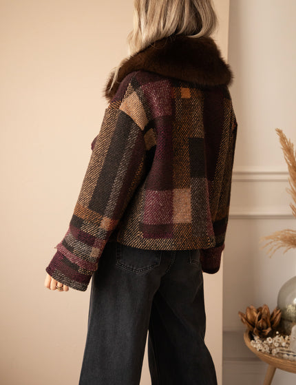 Patchwork Poetry Fur Mulberry/Brown - Jacket