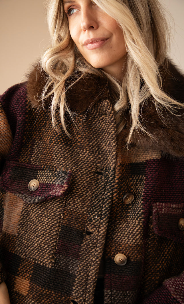 Patchwork Poetry Fur Mulberry/Brown - Jacket