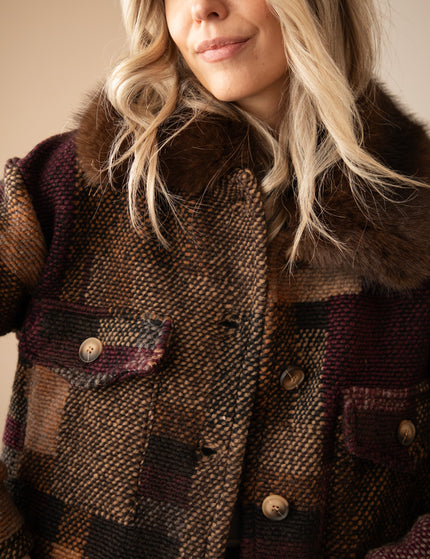 Patchwork Poetry Fur Mulberry/Brown - Jacket