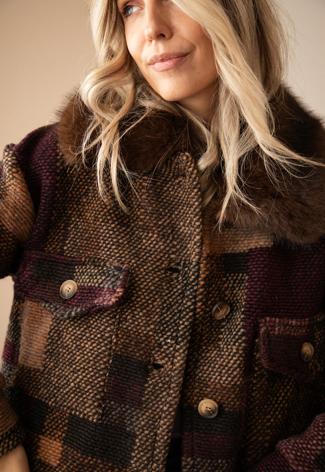 Patchwork Poetry Fur Mulberry/Brown - Jacket