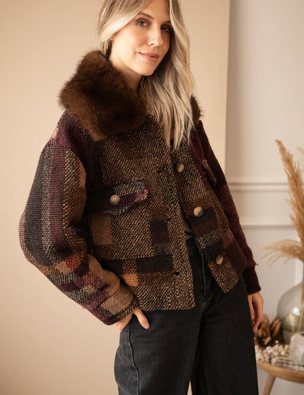 Patchwork Poetry Fur Mulberry/Brown - Jacket