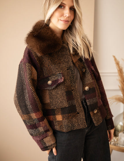 Patchwork Poetry Fur Mulberry/Brown - Jacket