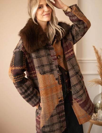 Mosaic Mood Fur Mulberry/Brown - Coat