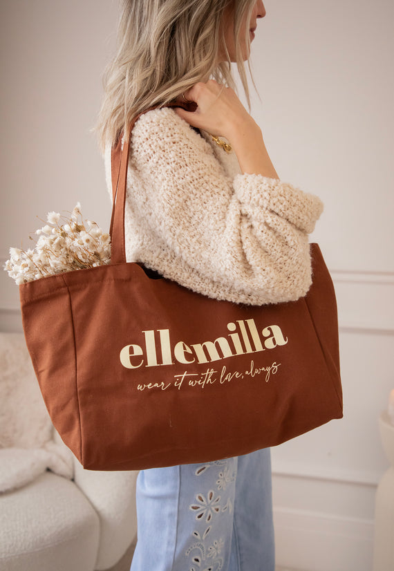 With Love, Always Brown - Canvas Tas