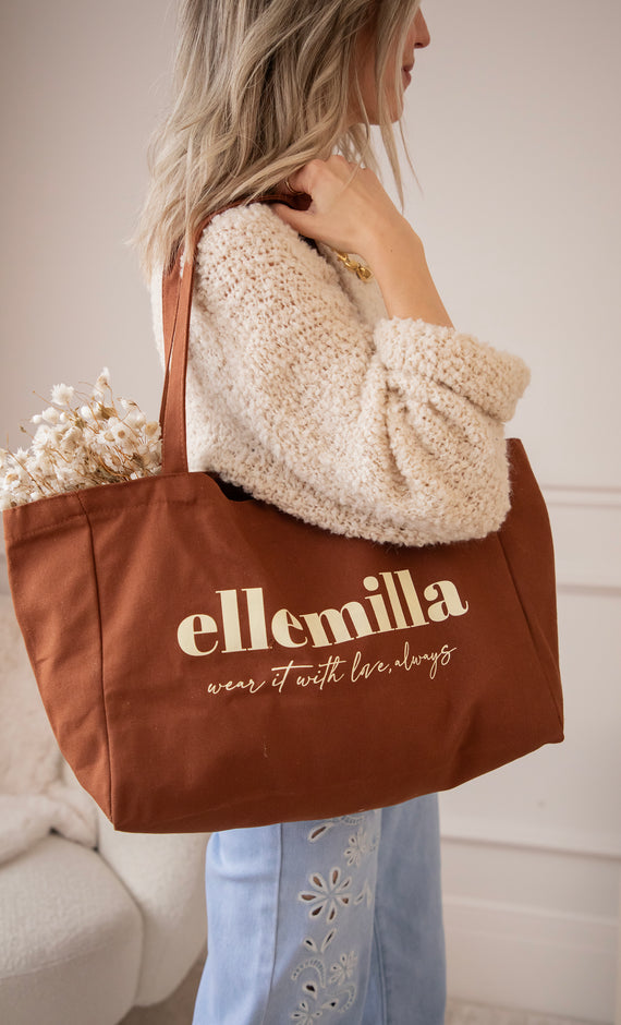 With Love, Always Brown - Canvas Tas