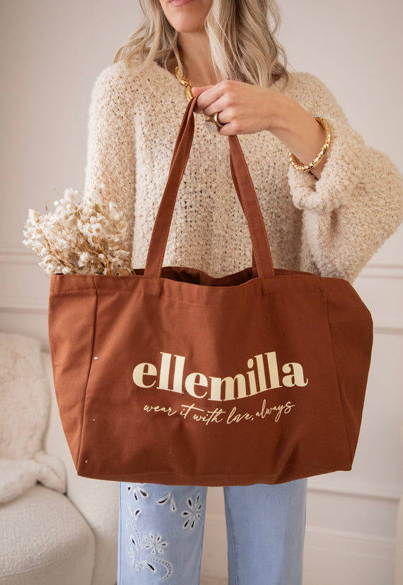 With Love, Always Brown - Canvas Tas