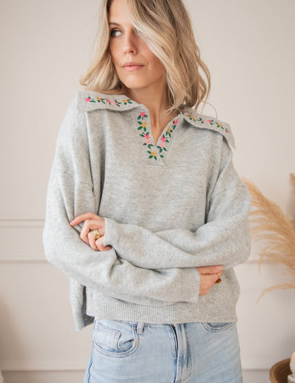 Flowers On Top Grey - Sweater