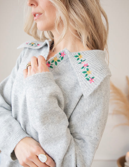 Flowers On Top Grey - Sweater