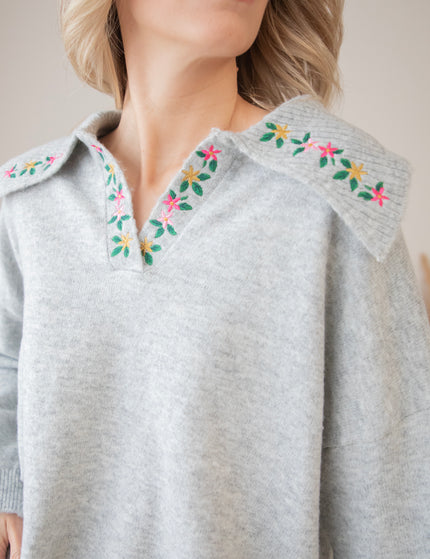 Flowers On Top Grey - Sweater