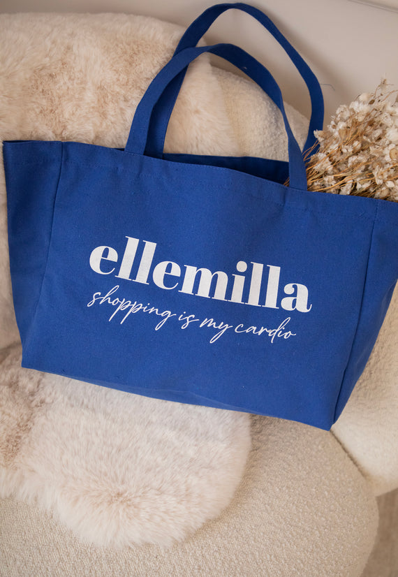 Shopping Is My Cardio Dark Blue - Canvas Tas