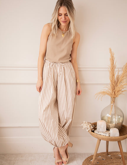 Let The Stripes Flow Beige/Brown - Pants