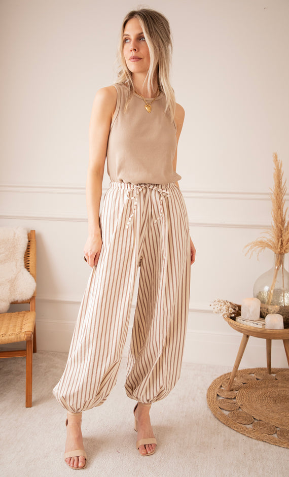 Let The Stripes Flow Beige/Brown - Broek