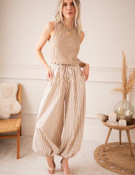 Let The Stripes Flow Beige/Brown - Pants