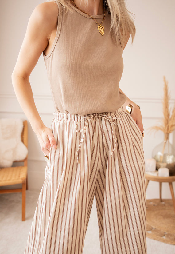 Let The Stripes Flow Beige/Brown - Broek