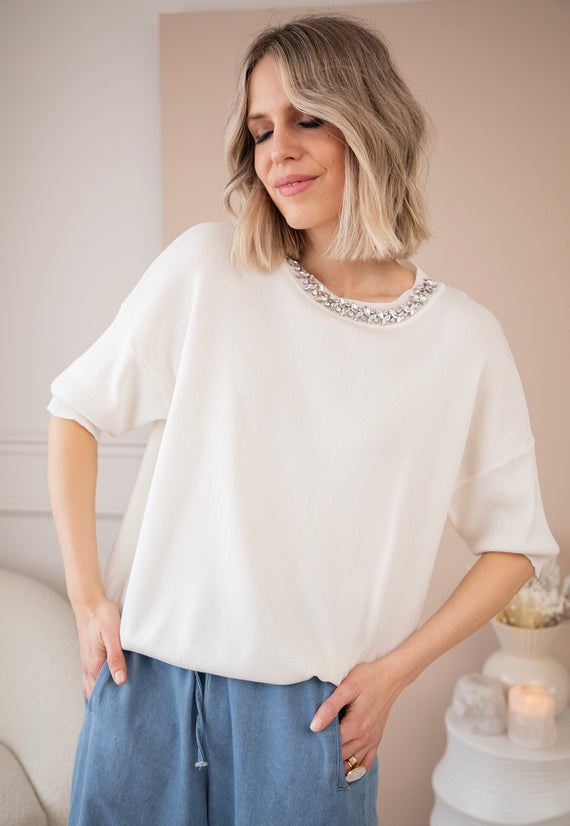 Crystal Collar Beige - Sweater