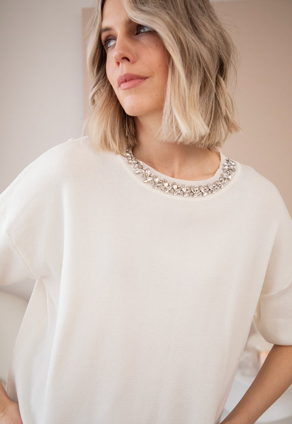 Crystal Collar Beige - Sweater