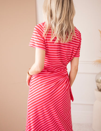 Sadie Stripe Knot Pink/Red - Maxi Dress