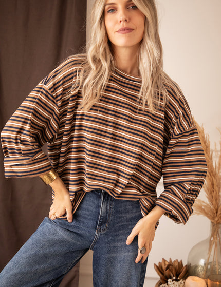 Sally Stripe Camel/Navy - Longsleeve