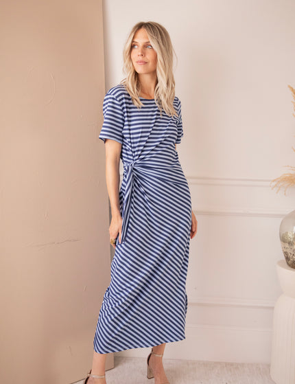 Sadie Stripe Knot Blue/Dark Blue - Maxi Dress