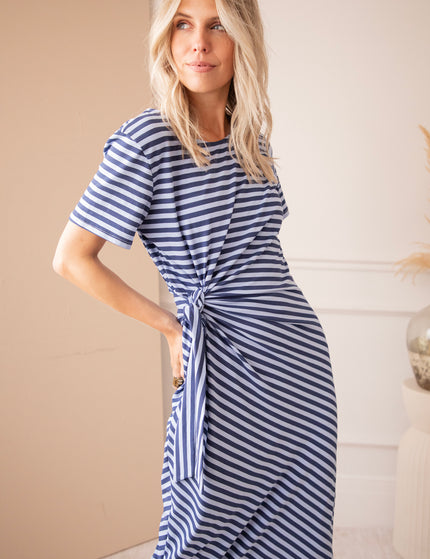 Sadie Stripe Knot Blue/Dark Blue - Maxi Dress