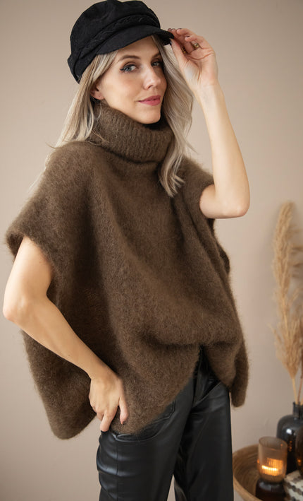 Coco Cose Brown - Sleeveless Cardigan