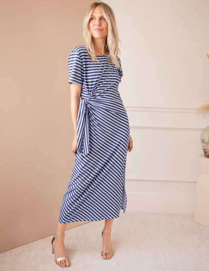 Sadie Stripe Knot Blue/Dark Blue - Maxi Dress