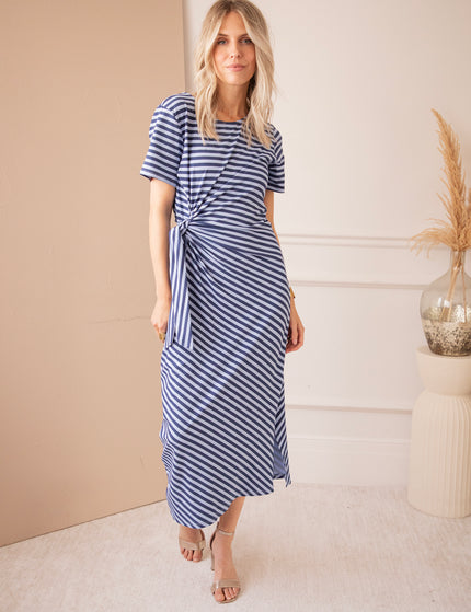 Sadie Stripe Knot Blue/Dark Blue - Maxi Dress