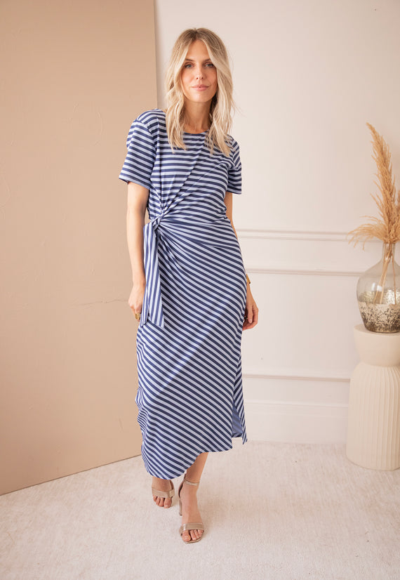 Sadie Stripe Knot Blue/Dark Blue - Maxi Dress