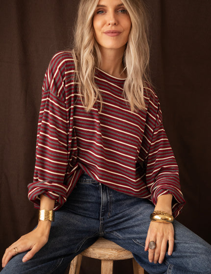 Sally Stripe Burgundy/Grey - Longsleeve