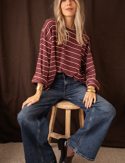 Sally Stripe Burgundy/Grey - Longsleeve