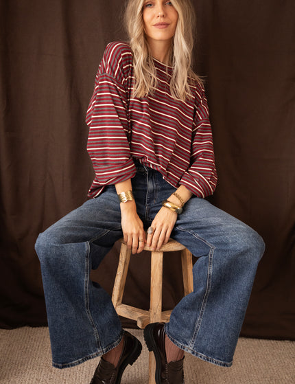 Sally Stripe Burgundy/Grey - Longsleeve