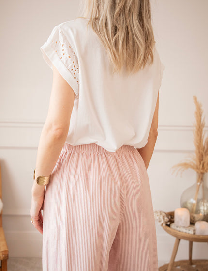 Sleeves Of Embroidery Anglaise White - T-Shirt