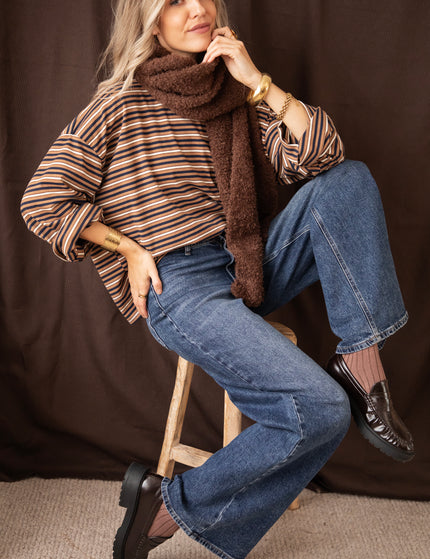 Sally Stripe Camel/Navy - Longsleeve
