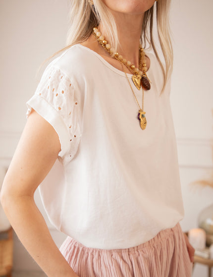 Sleeves Of Embroidery Anglaise White - T-Shirt